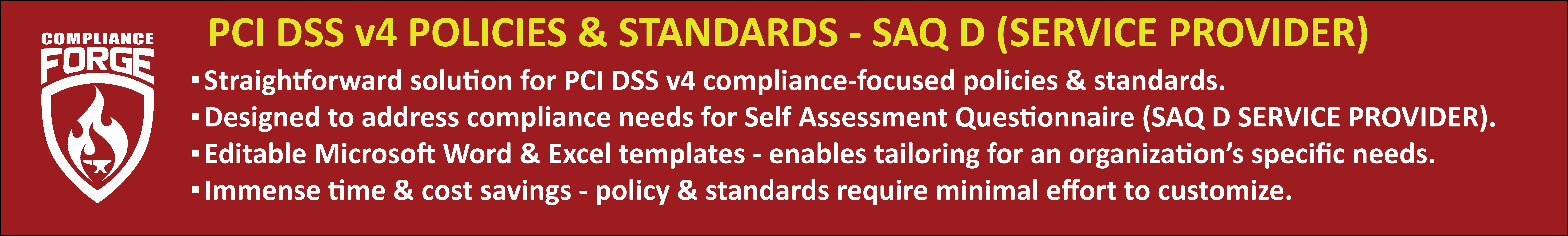 PCI DSS v4 SAQ D Service Provider policies and standards example